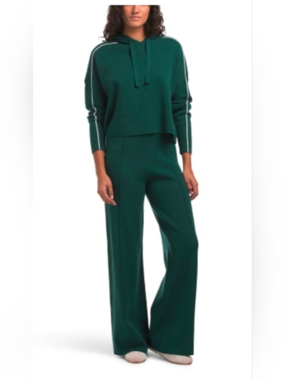 NEW K-Swiss Knit Loungewear Set Green White Piping, Small Hoodie - Medium Pants